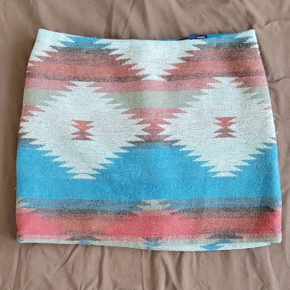 American Eagle Outfitters Aztec Mini Skirt - Blue, Red, Cream